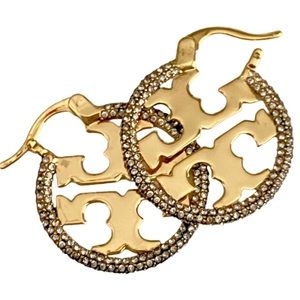 ❌SALE ❌PRICE DROP ❌Tori Burch Miller Small Hoop Gold /Crystal Earrings.